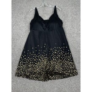 Swimsuits for All‎ Retro Size 20 Gold Foil Metallic Swim Dress Tummy Control